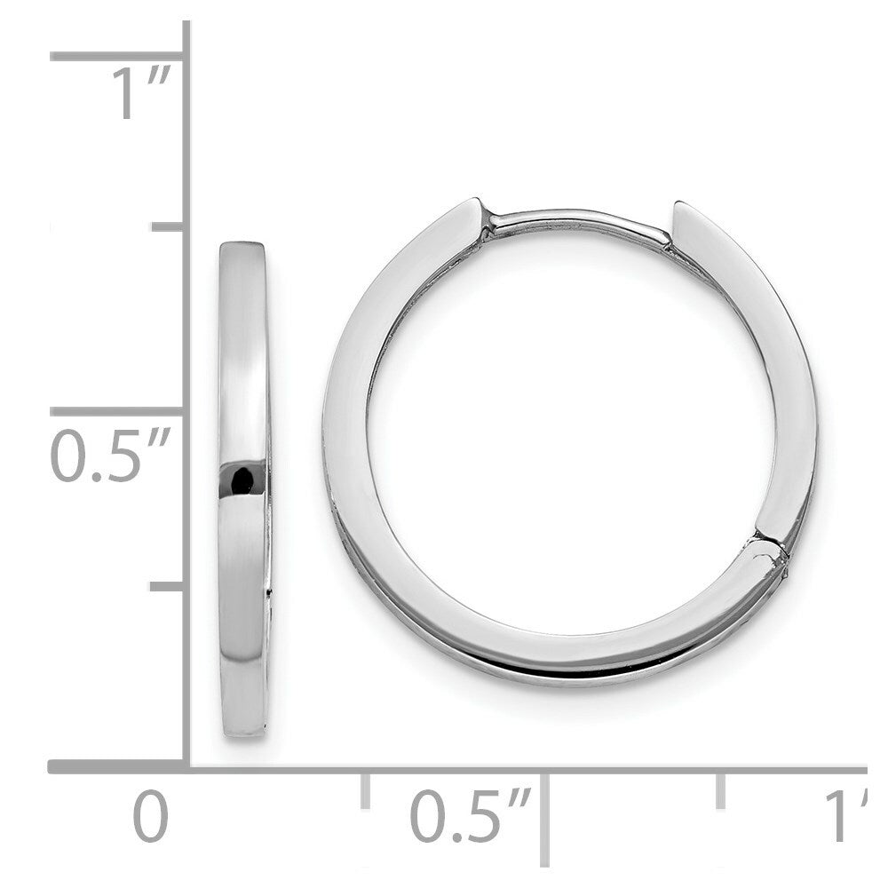14K White Gold Hinged Hoop Earrings  2mm width