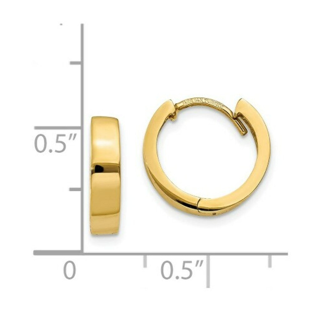 14K Yellow Gold Hinged Hoop Earrings  3mm width