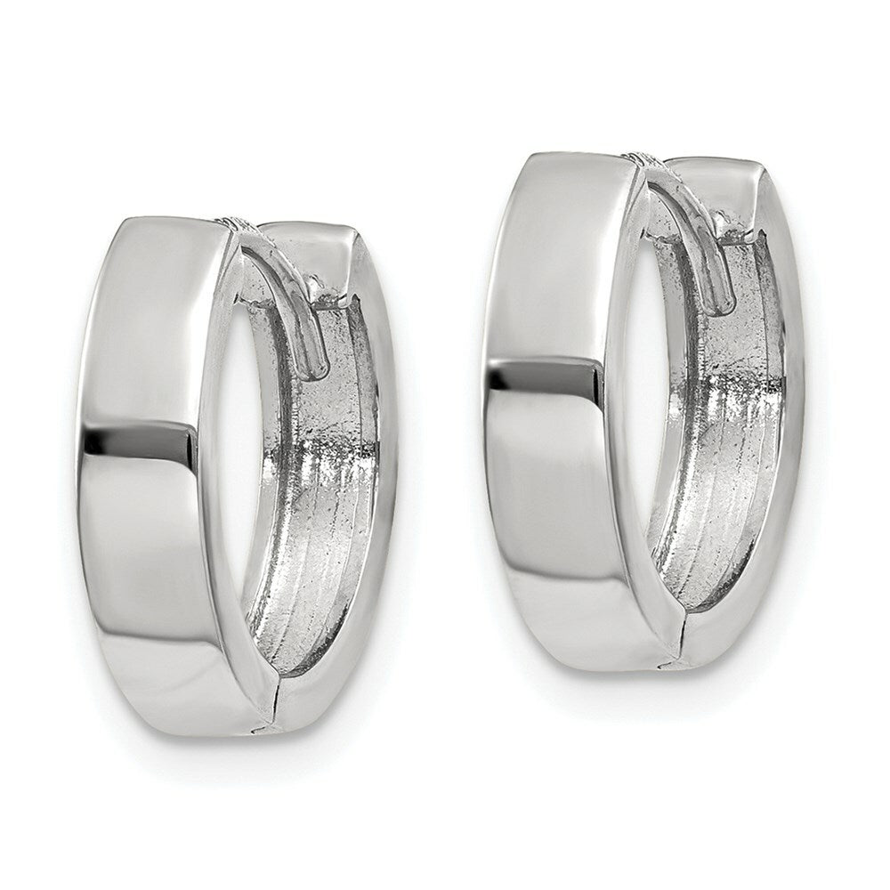 14K White Gold Hinged Hoop Earrings  3mm width
