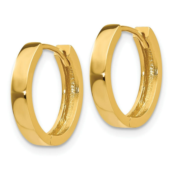 14K Yellow Gold Hinged Hoop Earrings  3mm width