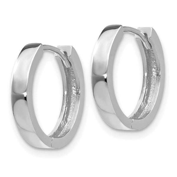 14K White Gold Hinged Hoop Earrings  3mm width