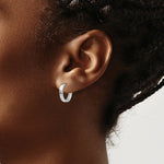 Load image into Gallery viewer, 14K White Gold Hinged Hoop Earrings  3mm width
