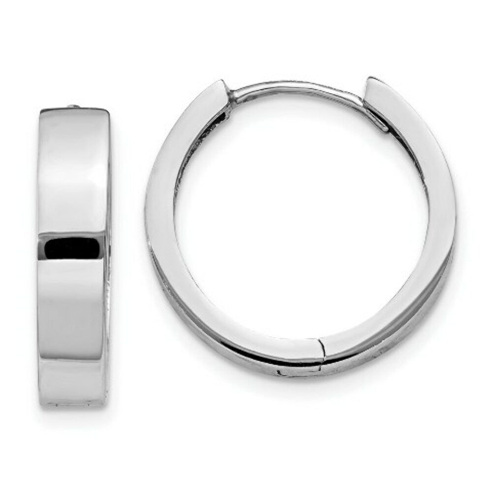 14K White Gold Hinged Earrings  4mm width