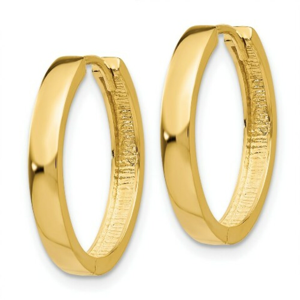 14K Yellow Gold Hinged Hoop Earrings  3mm width