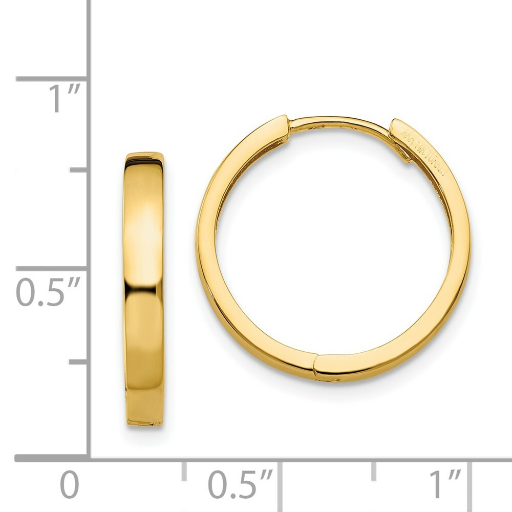 14K Yellow Gold Hinged Hoop Earrings  3mm width