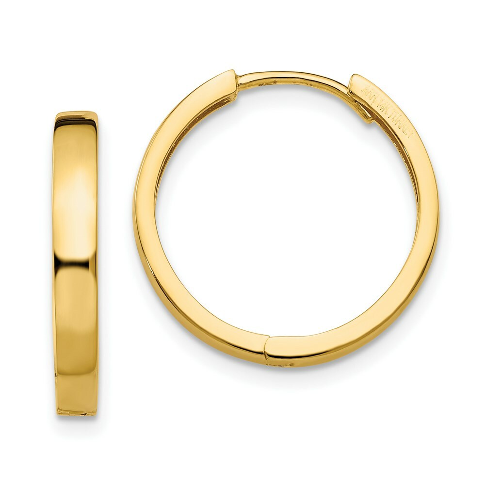14K Yellow Gold Hinged Hoop Earrings  3mm width