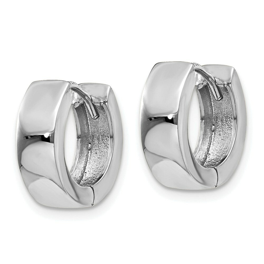 14K White Gold Hinged Hoop Earrings  4.5mm width