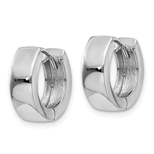 14K White Gold Hinged Hoop Earrings  4.5mm width