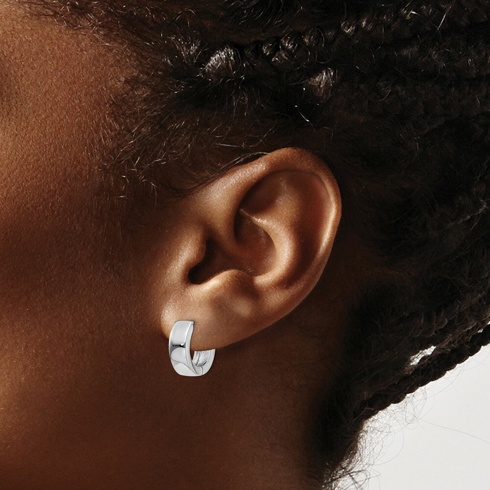 14K White Gold Hinged Hoop Earrings  4.5mm width