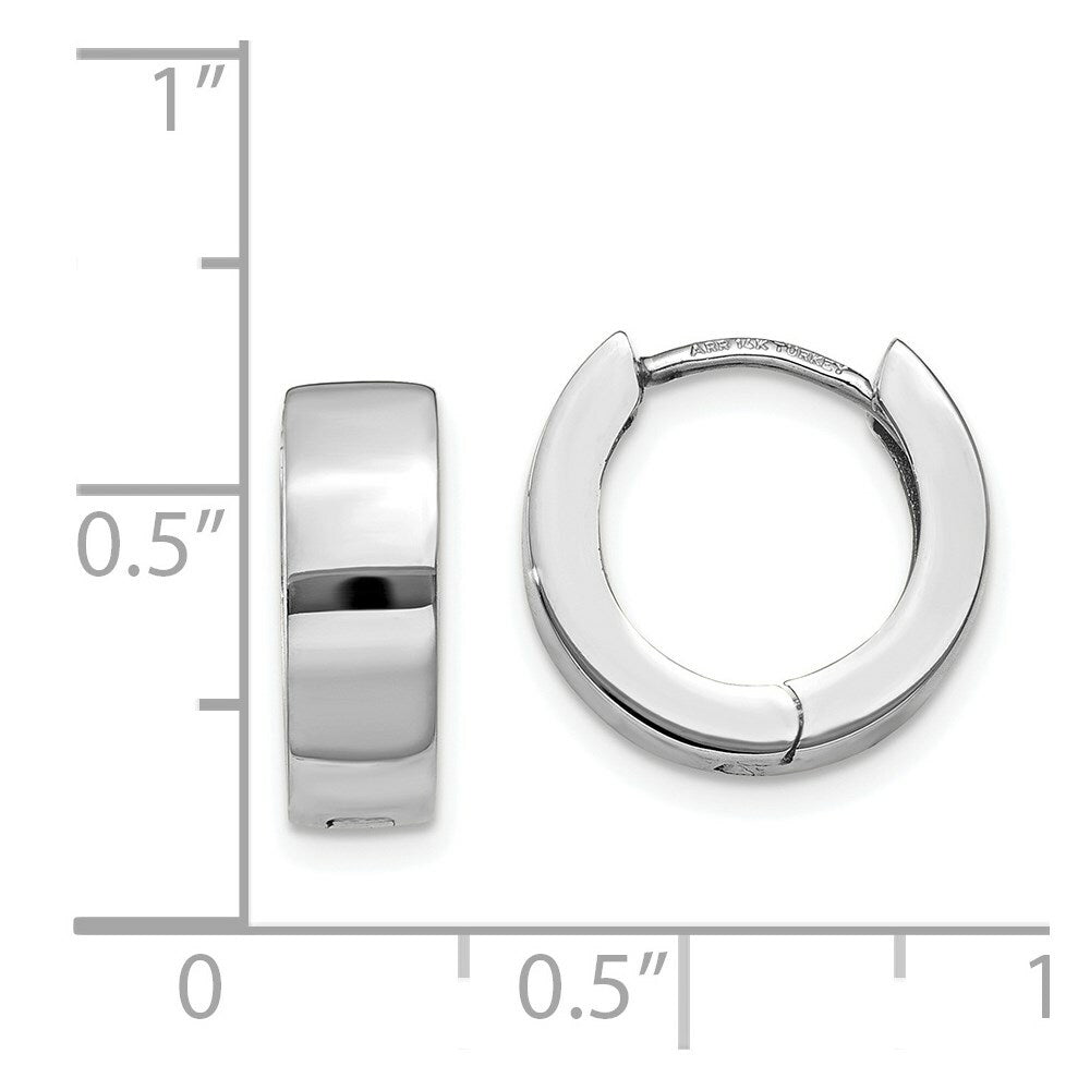 14K White Gold Hinged Hoop Earrings  4.5mm width