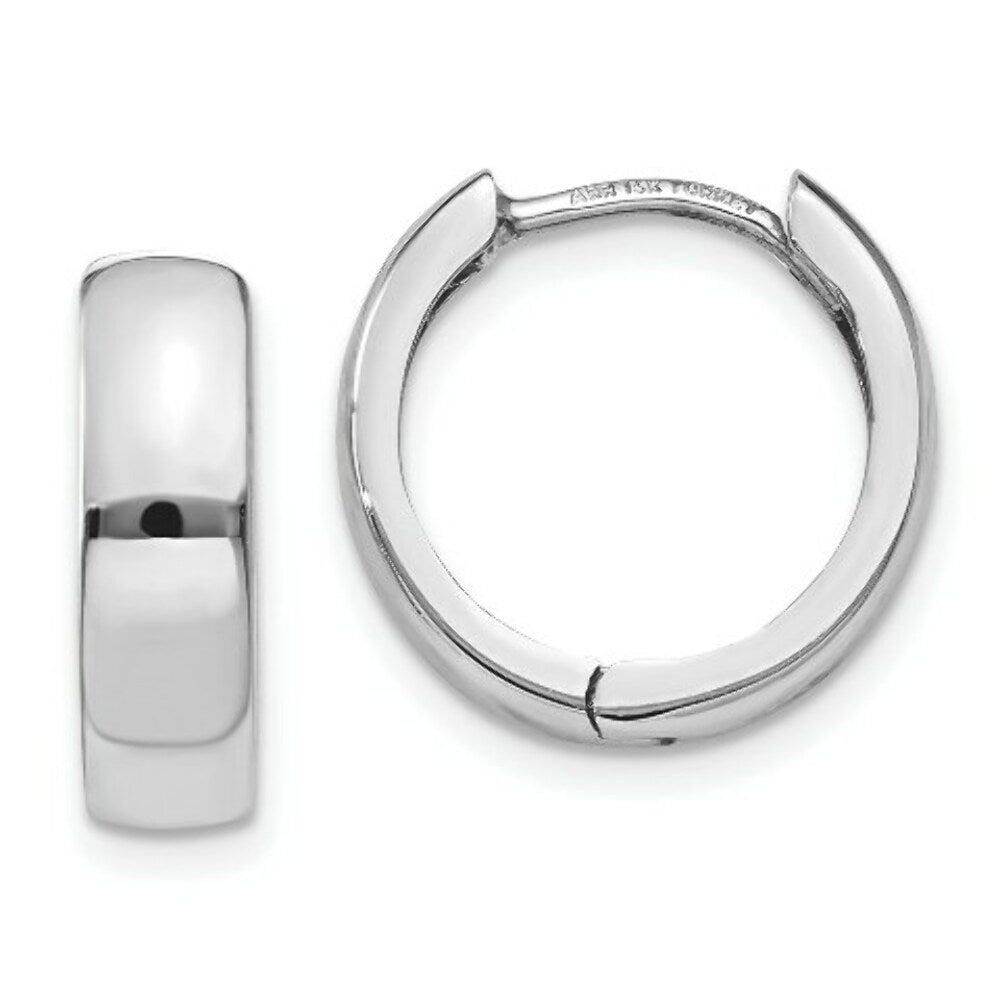14K White Gold Hinged Earrings  4mm width