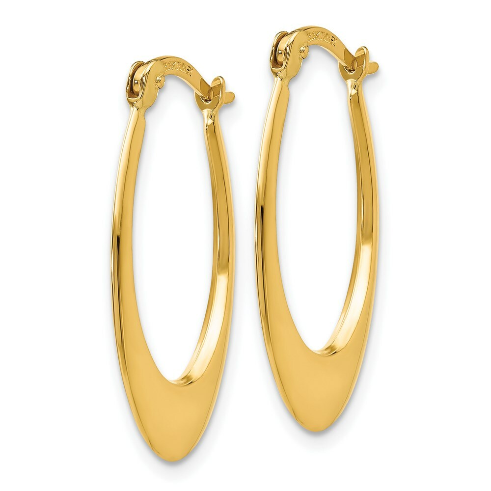 14K Yellow Gold Polished Hoop Earrings 11mm length