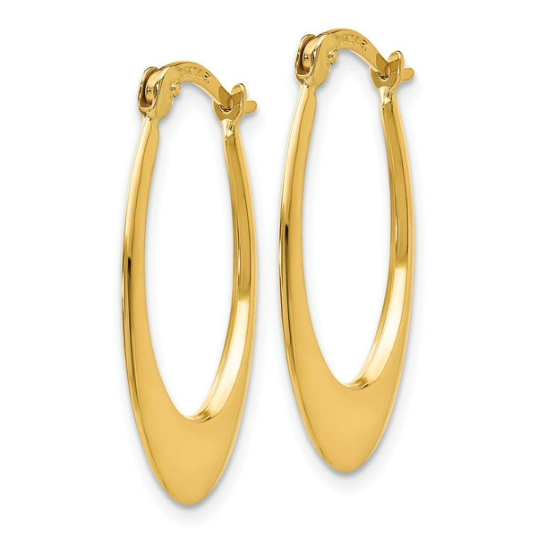 14K Yellow Gold Polished Hoop Earrings 11mm length
