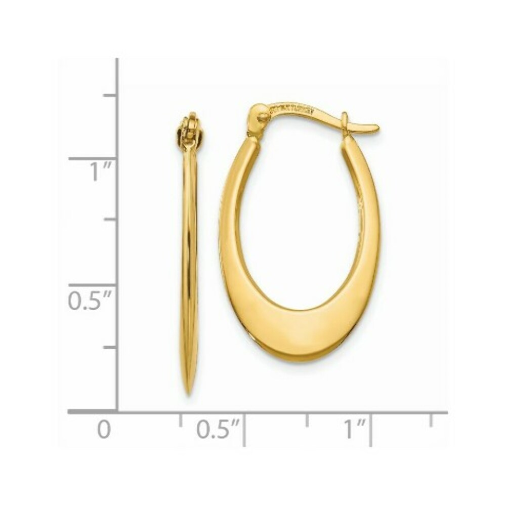 14K Yellow Gold Polished Hoop Earrings 11mm length