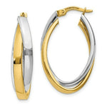 Load image into Gallery viewer, 14K Two-tone Gold Oval Hoop Earrings  7mm width
