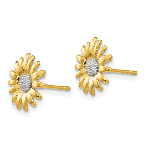 14K Yellow Gold & Rhodium Mini Daisy Post Earrings