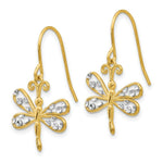 Load image into Gallery viewer, 14K Yellow Gold &amp; Rhodium Diamond-cut Dragonfly Shepherd Hook Earrings
