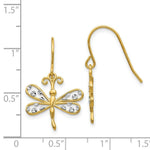 Load image into Gallery viewer, 14K Yellow Gold &amp; Rhodium Diamond-cut Dragonfly Shepherd Hook Earrings
