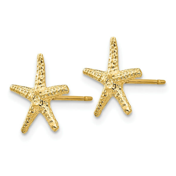 14K Yellow Gold StarFish Post Earrings 11mm length