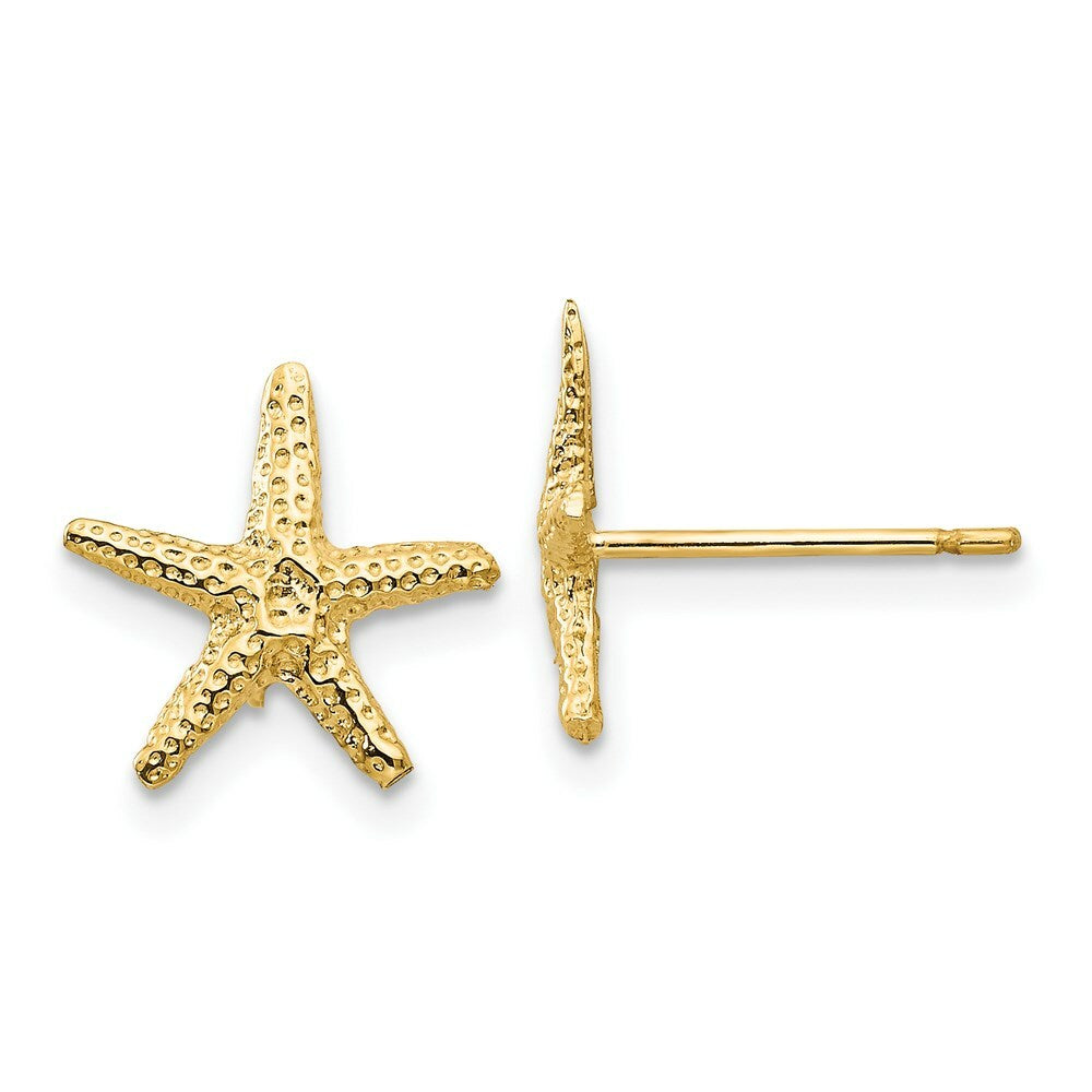 14K Yellow Gold StarFish Post Earrings 11mm length