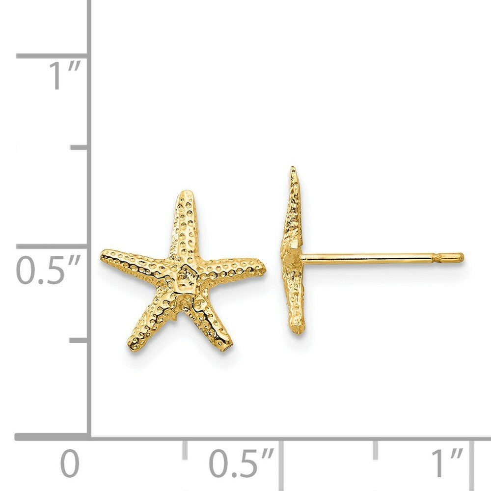 14K Yellow Gold StarFish Post Earrings 11mm length