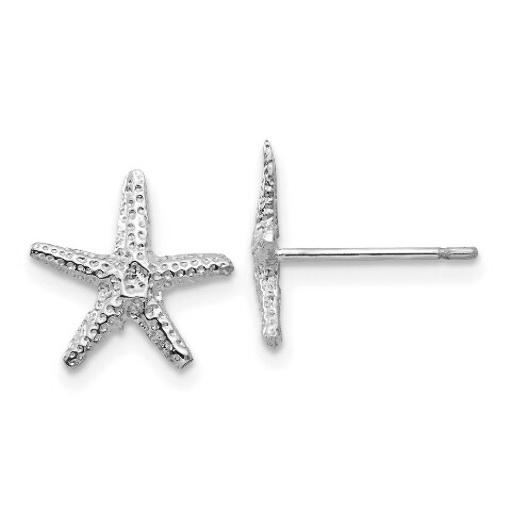 14k White Gold Starfish Post Earrings