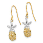 Load image into Gallery viewer, 14K Yellow Gold &amp; Rhodium StarFish w/Sand Dollar Shepherd Hook Earrings

