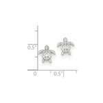 Load image into Gallery viewer, 14k White Gold Peace Turtle Post Earrings
