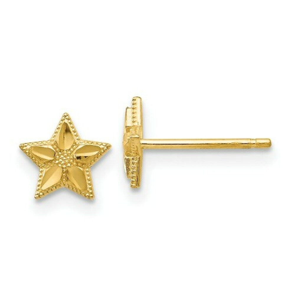14K Yellow Gold Polished & Diamond-cut StarFish Post Earrings
