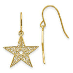 Load image into Gallery viewer, 14K Yellow Gold Filigree Star Shepherd Hook Earrings

