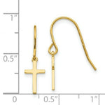 Load image into Gallery viewer, 14K Yellow Gold Dangle Cross Shepherd Hook Earrings
