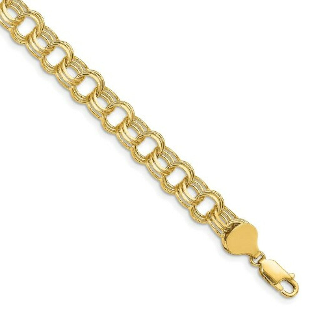 8" Length Bracelet 14K Yellow Gold Triple Link Charm Bracelet