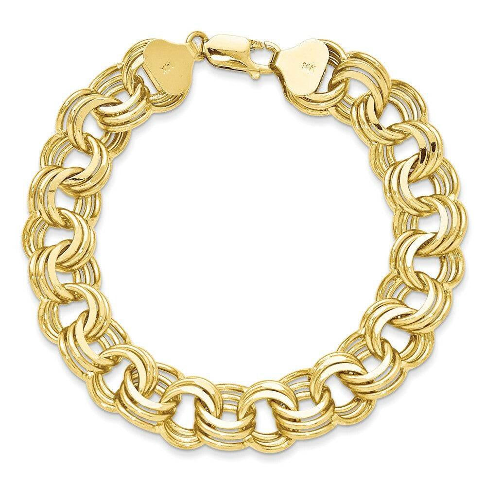 7.5" Length Bracelet 14K Yellow Gold Triple Link Charm Bracelet