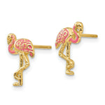 Load image into Gallery viewer, 14K Yellow Gold Pink Enameled Flamingo Post Earrings
