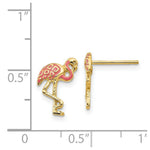 Load image into Gallery viewer, 14K Yellow Gold Pink Enameled Flamingo Post Earrings
