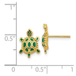 Load image into Gallery viewer, 14K Yellow Gold Green Enameled Turtle Post Earrings
