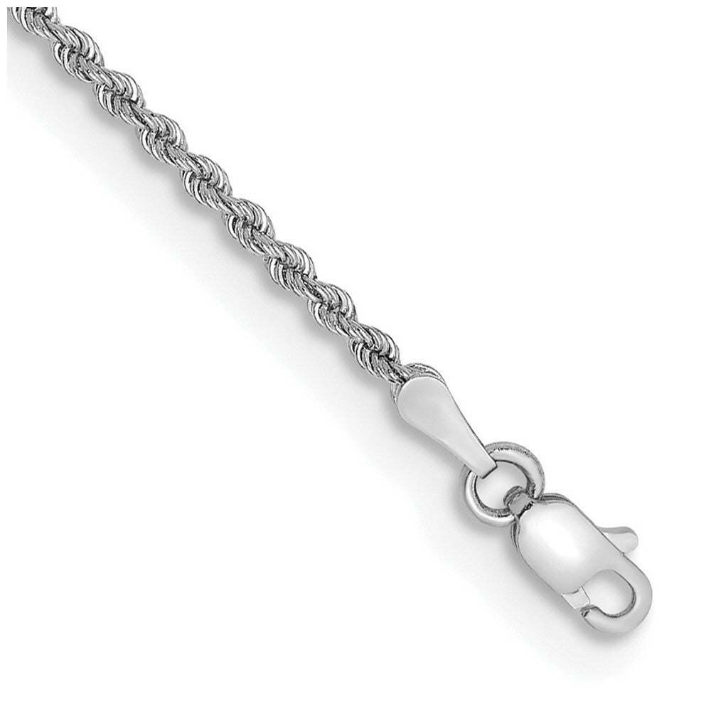 14K White Gold 2mm Handmade Regular Rope Chain Bracelet  Length 7'' inches