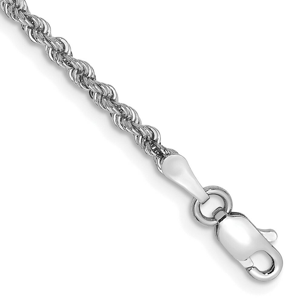 14K White Gold 2.25mm Handmade Regular Rope Chain Bracelet  Length 7'' inches