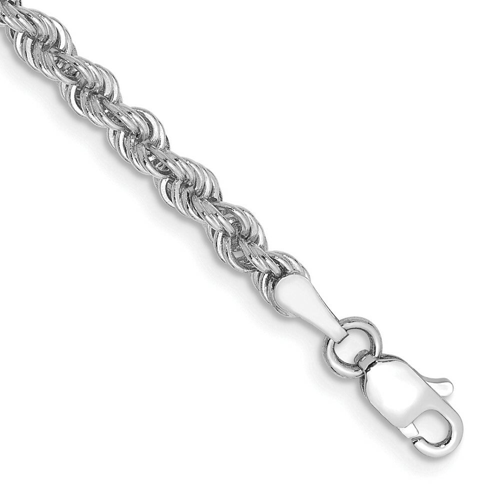 14K White Gold 3.25mm Handmade Regular Rope Chain Bracelet  Length 7'' inches