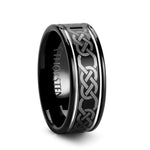 Load image into Gallery viewer, Mens Comfort Fit -Black Tungsten Carbide Ring - Celtic Pattern - 8mm Wide - Style name: KILKENNY
