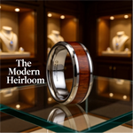 Load image into Gallery viewer, Mens Comfort Fit -Koa Wood Inlaid Tungsten Carbide Ring - Bevels - 4mm 6mm 8mm 10mm 12 Wide - Style name: KONA
