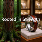 Load image into Gallery viewer, Mens Comfort Fit -Koa Wood Inlaid Tungsten Carbide Ring - Bevels - 4mm 6mm 8mm 10mm 12 Wide - Style name: KONA
