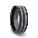 Load image into Gallery viewer, Mens Ceramic Tungsten Inlay Flat Brushed Edges Wedding Ring - 8mm Wide - Style name: BETA
