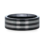 Load image into Gallery viewer, Mens Ceramic Tungsten Inlay Flat Brushed Edges Wedding Ring - 8mm Wide - Style name: BETA
