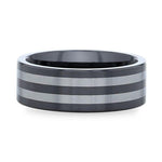 Load image into Gallery viewer, Mens Ceramic with Tungsten Inlay Flat Polished Edges Wedding Ring - 8mm Wide - Style name: DIPLO
