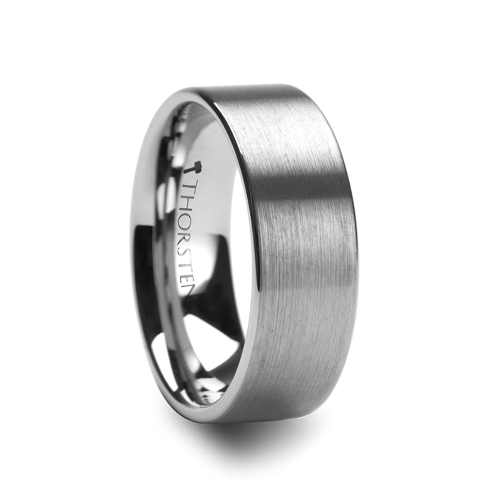 Mens Comfort Fit -Pipe Cut Brush Finish Tungsten Carbide Wedding Ring - 4mm 6mm 7mm 8mm 10mm 12mm Wide - Style name: MERCURY