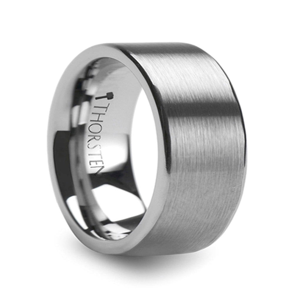 Mens Comfort Fit -Pipe Cut Brush Finish Tungsten Carbide Wedding Ring - 4mm 6mm 7mm 8mm 10mm 12mm Wide - Style name: MERCURY