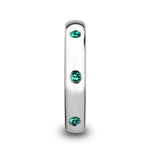 Load image into Gallery viewer, Mens Comfort Fit -Polished &amp; Domed Tungsten Carbide Wedding Ring - 3 Green Emeralds Setting - 4mm Wide - Style name: CHLOE
