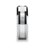 Load image into Gallery viewer, Mens Comfort Fit -Platinum Inlaid - Beveled Tungsten Diamond Wedding Ring Band- 8mm Wide - Style name: LAURENT - Lifetime Warranty
