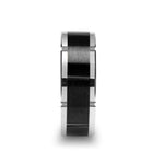 Load image into Gallery viewer, Mens Comfort Fit -Watch Band Style Tungsten Carbide Ring - Black Ceramic Inlay - 10mm Wide - Style name: KONSTANTINE - Lifetime Warranty
